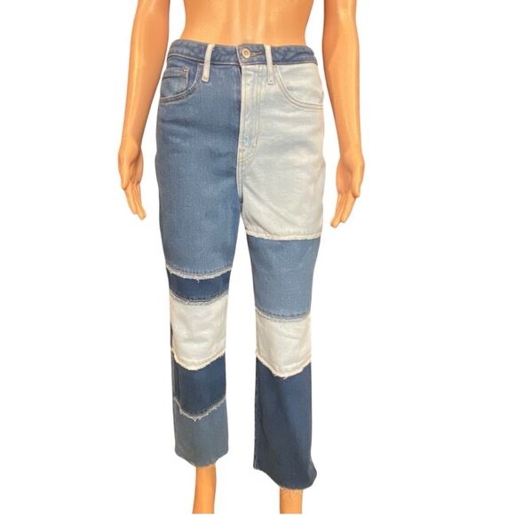 Hollister Patchwork Denim Jeans Juniors Size 3R Waist26 Length27 High Waist - Picture 1 of 5